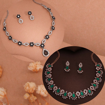 Alasca Brass Gold-plated Silver, Rose Gold, Black, Green Jewellery Set(Pack of 1)