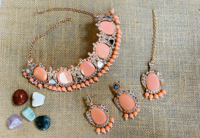 VATSALYA creation Alloy Gold-plated Beige Jewellery Set(Pack of 3)