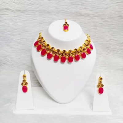 Mad Club Alloy Gold-plated Red Jewellery Set(Pack of 1)