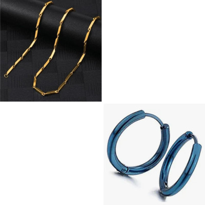 MAATRCHAAYA Stainless Steel Gold-plated, Sterling Silver Gold, Blue Jewellery Set(Pack of 2)