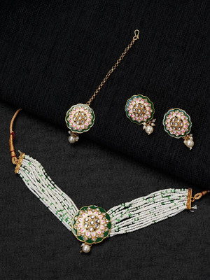 Zoey Brass Gold-plated Green Jewellery Set(Pack of 1)