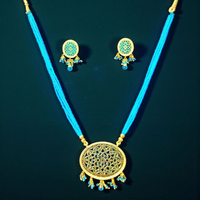 Aroras Bridal & Fashion Jewellery Copper Gold-plated Turquoise Jewellery Set(Pack of 1)