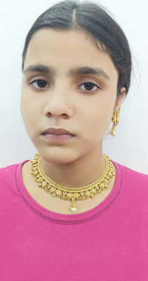 Aroras Bridal & Fashion Jewellery Brass Gold-plated Gold Jewellery Set(Pack of 1)