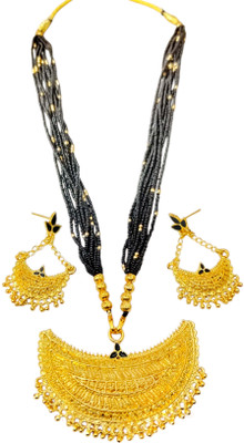 balaji gold Copper Gold-plated Black, Gold Jewellery Set(Pack of 1)