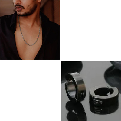 MAATRCHAAYA Stainless Steel Sterling Silver, Titanium Black, Silver Jewellery Set(Pack of 2)