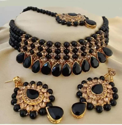TWOLOVER Alloy Gold-plated Black Jewellery Set(Pack of 1)