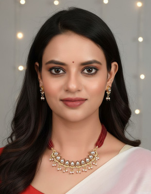 MEKVAY Alloy Gold, Red Jewellery Set(Pack of 1)