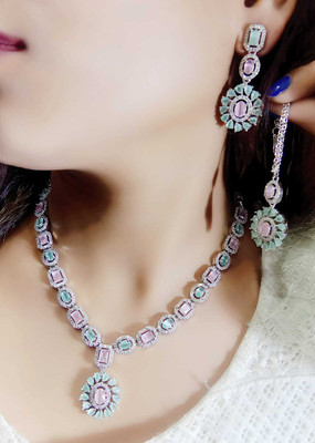 NEN COLLECTION Alloy Silver Multicolor Jewellery Set(Pack of 4)