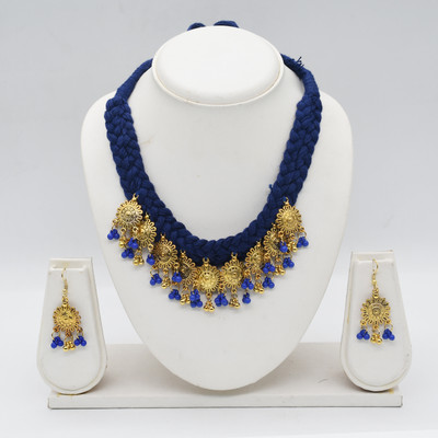 lookat Oxidised Silver, Dori Blue Jewellery Set(Pack of 1)