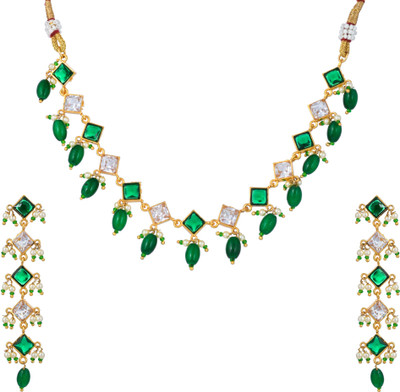 SHIRISHA Brass Gold-plated Green Jewellery Set(Pack of 1)
