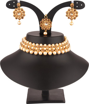 AMHRIK IMITATION Alloy Gold Jewellery Set(Pack of 1)