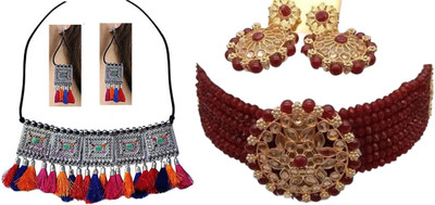 JMBW INTERNATIONAL Alloy Multicolor, Maroon Jewellery Set(Pack of 2)
