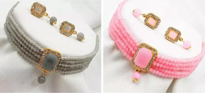 KV Fashion Alloy Gold-plated Multicolor Jewellery Set(Pack of 2)
