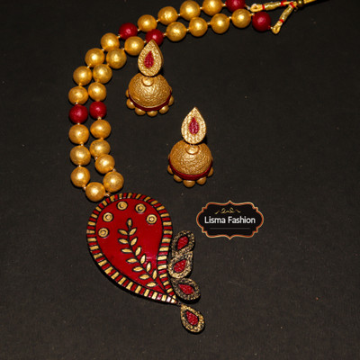 Lisma Fashion Terracotta Brown Jewellery Set(Pack of 1)