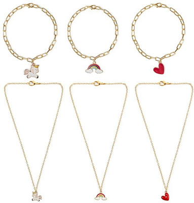 EnlightenMani Alloy Gold-plated Multicolor Jewellery Set(Pack of 6)