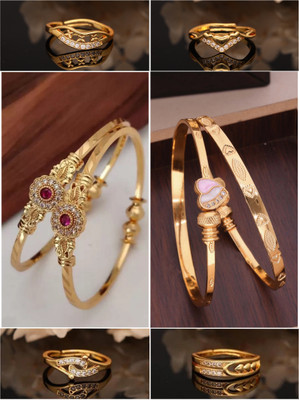 VEDDAA Brass Gold-plated Black, Bronze Jewellery Set(Pack of 6)