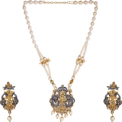 Anika's Creation Brass Gold-plated Blue Jewellery Set(Pack of 1)