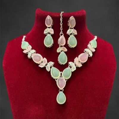 ISLANA Alloy Pink, Green Jewellery Set(Pack of 3)