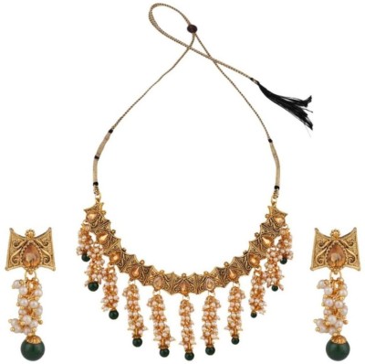 BHANA STYLE Brass Gold-plated Green Jewellery Set(Pack of 1)