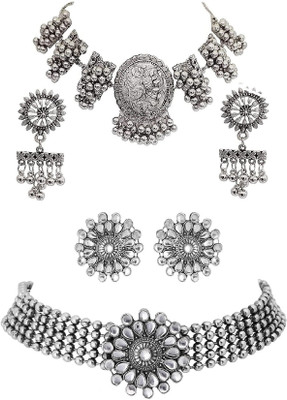 COSMO DUST JEWELLERY WITH DEVICE Oxidised Silver Silver Silver Jewellery Set(Pack of 2)