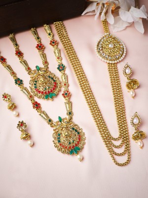 RUBANS Alloy Gold-plated Gold, Ruby Red, Green Jewellery Set(Pack of 1)