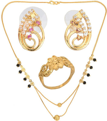 AanyaCentric Alloy Gold-plated Gold Jewellery Set(Pack of 4)