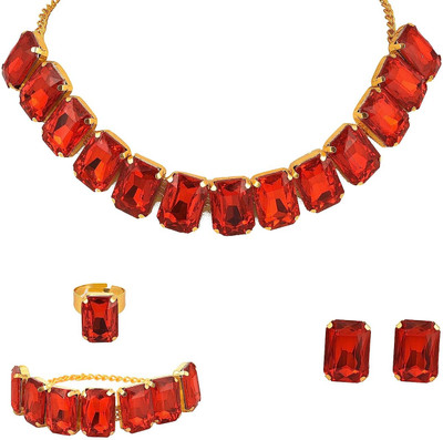 Kaima Alloy Red Jewellery Set(Pack of 1)
