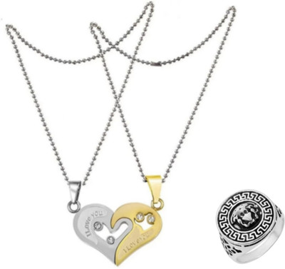 Vipunj Brass, Alloy, Stainless Steel Titanium, Sterling Silver, Gold-plated Silver, Gold, Black Jewellery Set(Pack of 2)