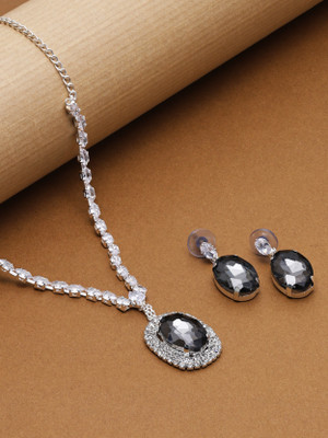 SAIYONI Alloy Silver Black Jewellery Set(Pack of 1)
