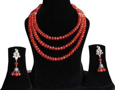 Buybox Glass Orange Jewellery Set(Pack of 3)