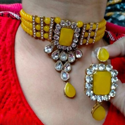 CHARBHUJA Alloy Gold-plated Yellow Jewellery Set(Pack of 2)