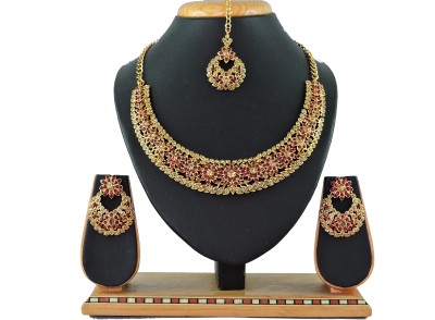 VATSALYA creation Alloy Gold-plated Maroon Jewellery Set(Pack of 1)