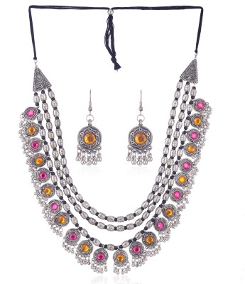 Ruhi Oxidised Silver Sterling Silver Multicolor Jewellery Set(Pack of 1)