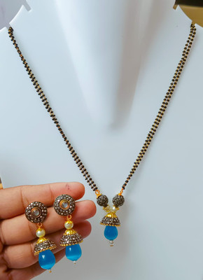 RR Jeweller Brass Gold-plated Beige Jewellery Set(Pack of 1)