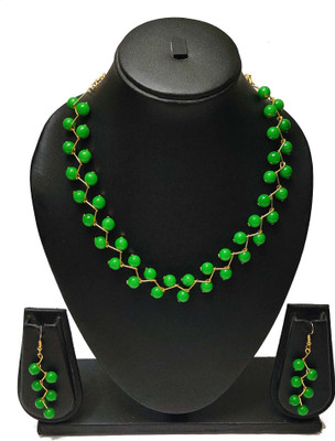 UTTARAI Alloy Gold-plated Green Jewellery Set(Pack of 1)