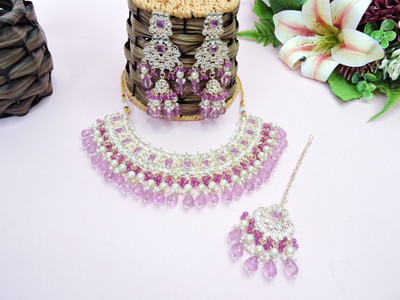 VATSALYA creation Alloy Gold-plated Purple Jewellery Set(Pack of 1)
