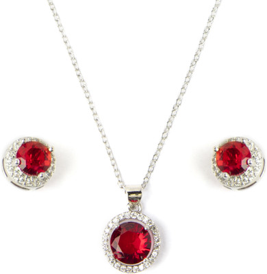 Kord Store Brass Rhodium Red Jewellery Set(Pack of 1)
