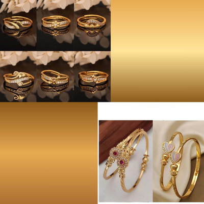 Alasca Brass Gold-plated Silver Jewellery Set(Pack of 8)