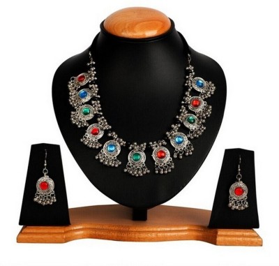 Oxidized Heaven Oxidised Silver Sterling Silver Blue, Red Jewellery Set(Pack of 1)