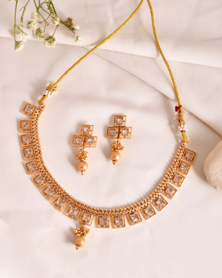 DASTOOR Alloy Gold-plated Multicolor, Gold, White Jewellery Set(Pack of 1)