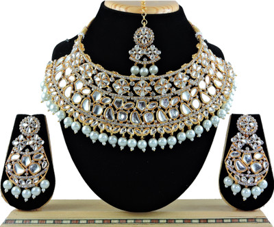 VATSALYA creation Alloy Gold-plated White Jewellery Set(Pack of 1)