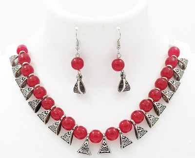 Opus Gems Metal, Crystal, Copper, Dori Maroon, Silver Jewellery Set(Pack of 1)