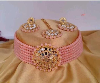 JMBW INTERNATIONAL Alloy Gold-plated Beige Jewellery Set(Pack of 3)