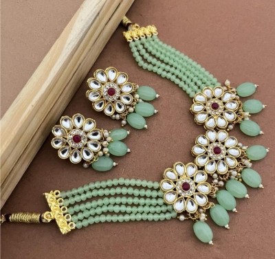 RAHUL TRADERS Alloy Gold-plated Green Jewellery Set(Pack of 1)