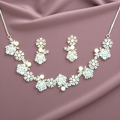 Aroras Bridal & Fashion Jewellery Copper Rhodium Silver Jewellery Set(Pack of 1)