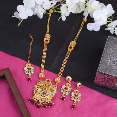 SHIV SHAKTI JEWELLERS Alloy Gold-plated Maroon Jewellery Set(Pack of 3)