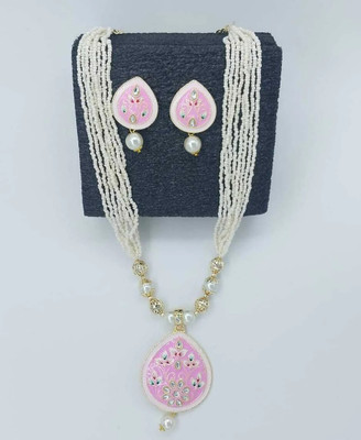 ZMS Alloy Gold-plated Pink, White Jewellery Set(Pack of 1)