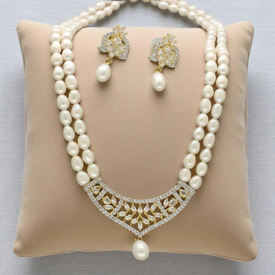 Sri Jagdamba Pearls Alloy White Jewellery Set(Pack of 1)