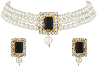 TANISHTHA LIFESTYLE Alloy Gold-plated Black Jewellery Set(Pack of 1)