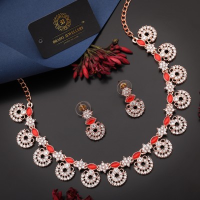 brado jewellery Brass Gold-plated Rose Gold, White, Red Jewellery Set(Pack of 1)